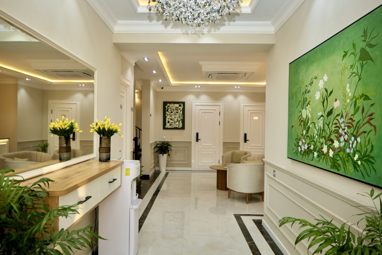 Cozy hotel room with warm lighting